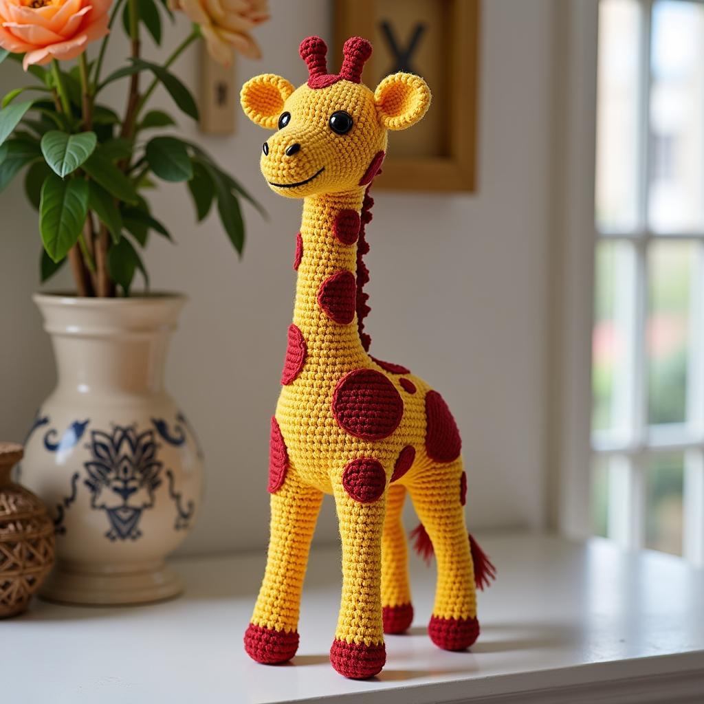 Finished Crochet African Flower Giraffe Project