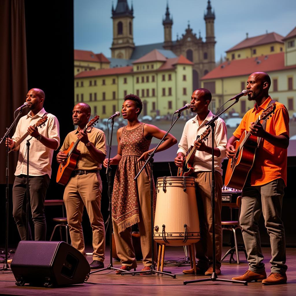 African Folk Musicians Performing in Prague