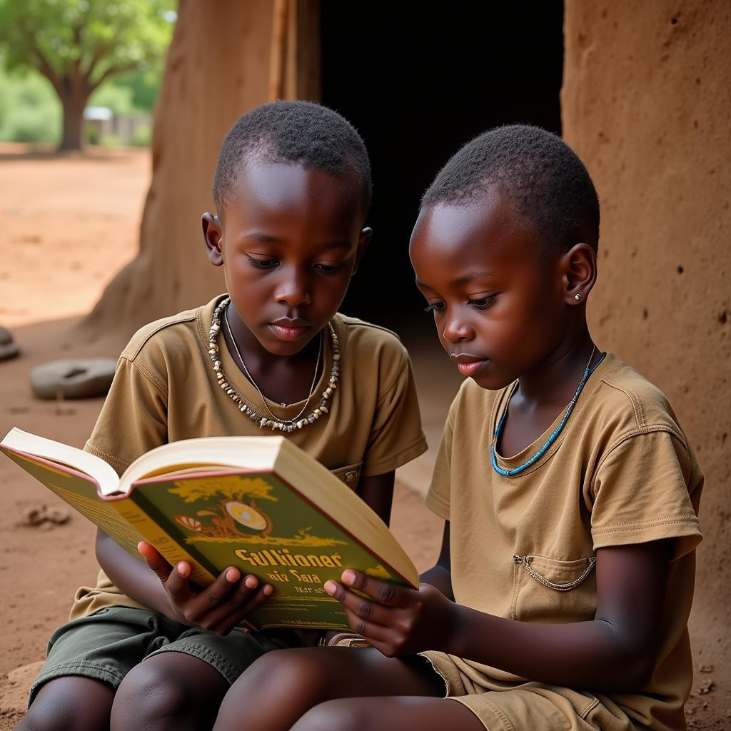 African Folklore Children Reading