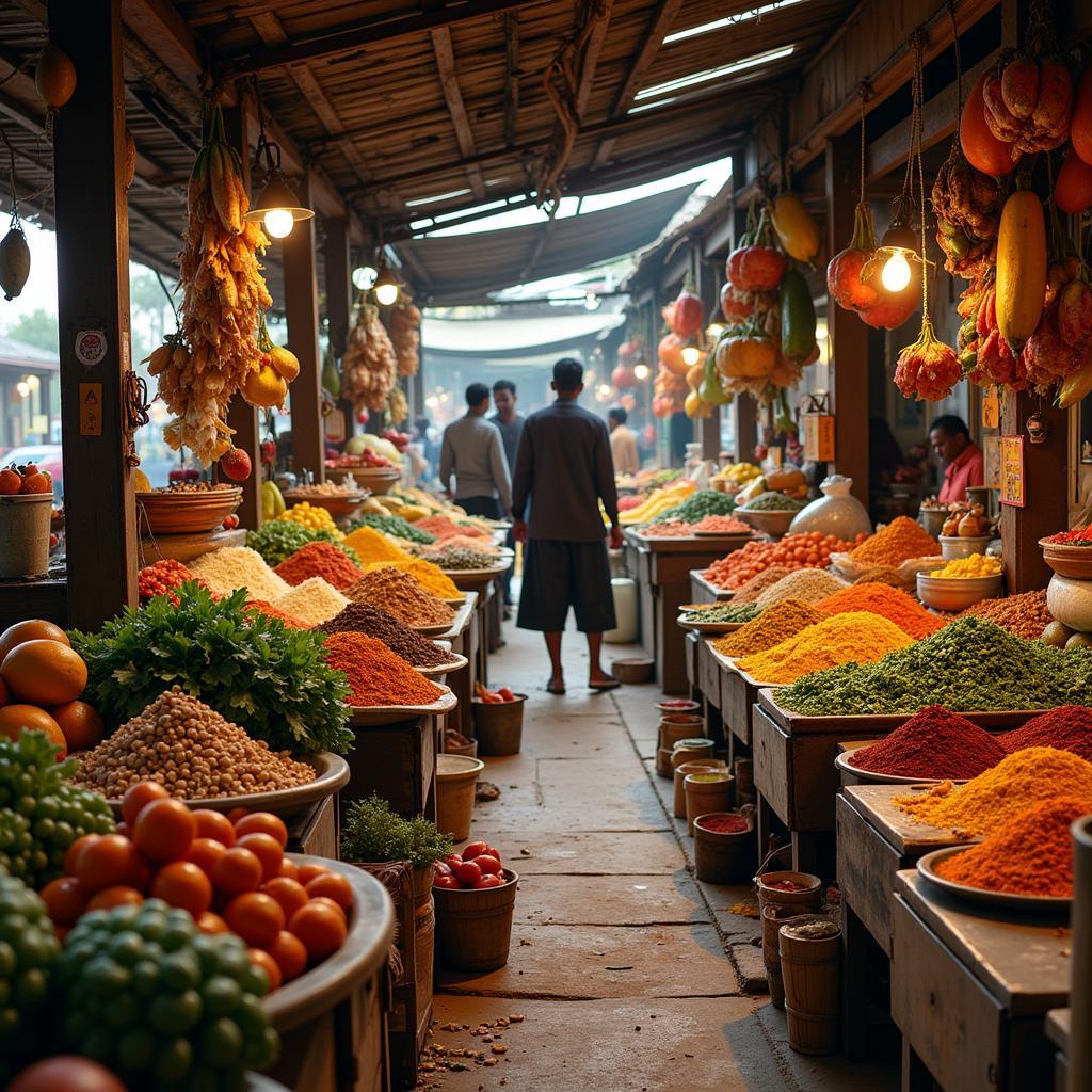 Vibrant Scene at a Typical African Food Market