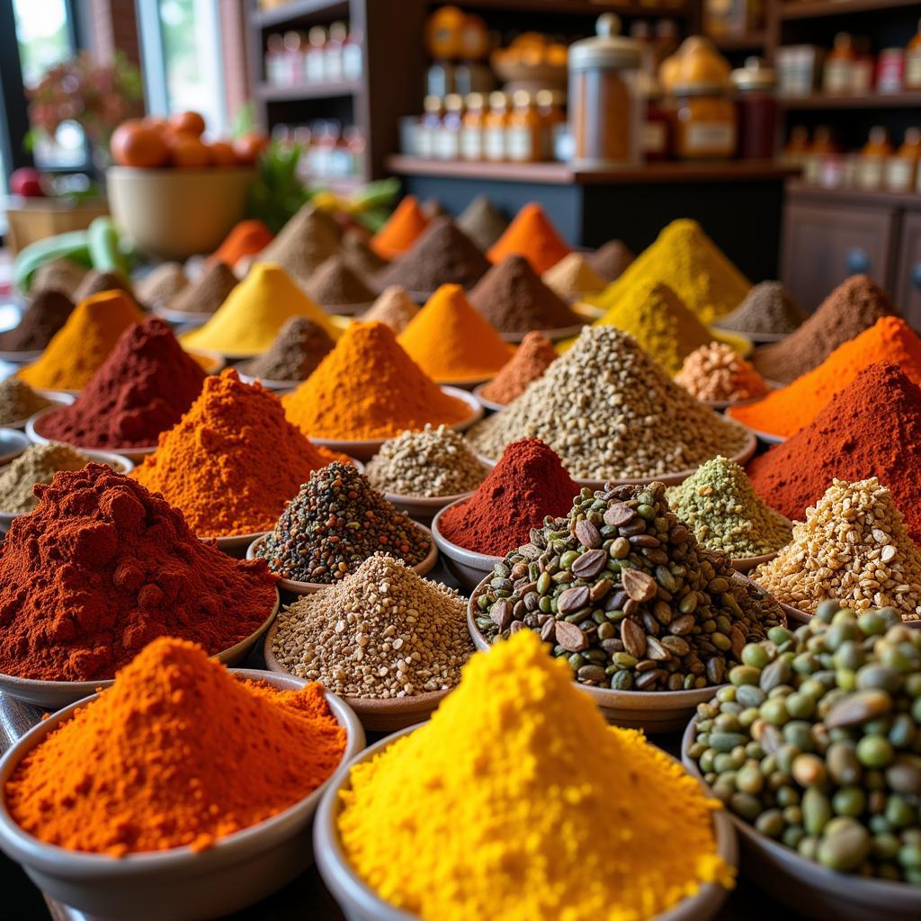 Spice Selection in an African Food Store