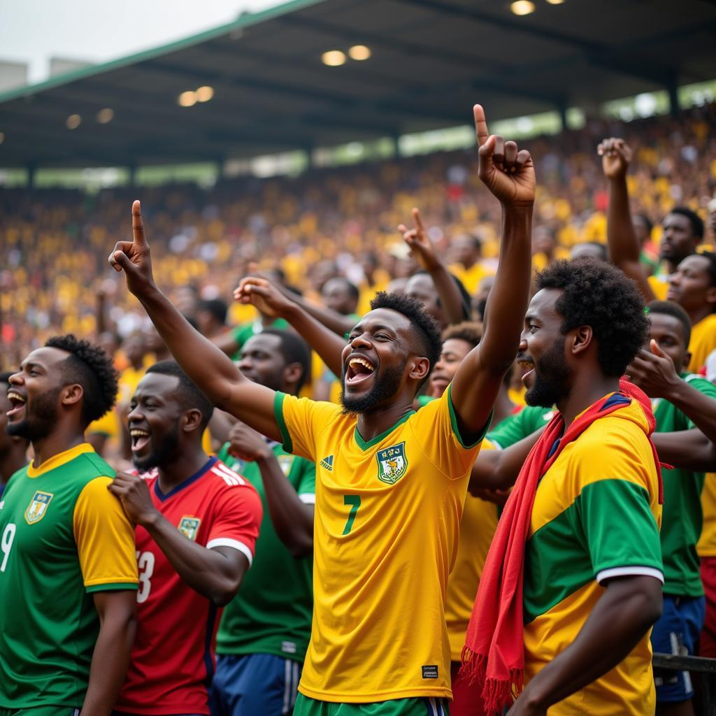 African Football Club Fans Celebrating a Goal