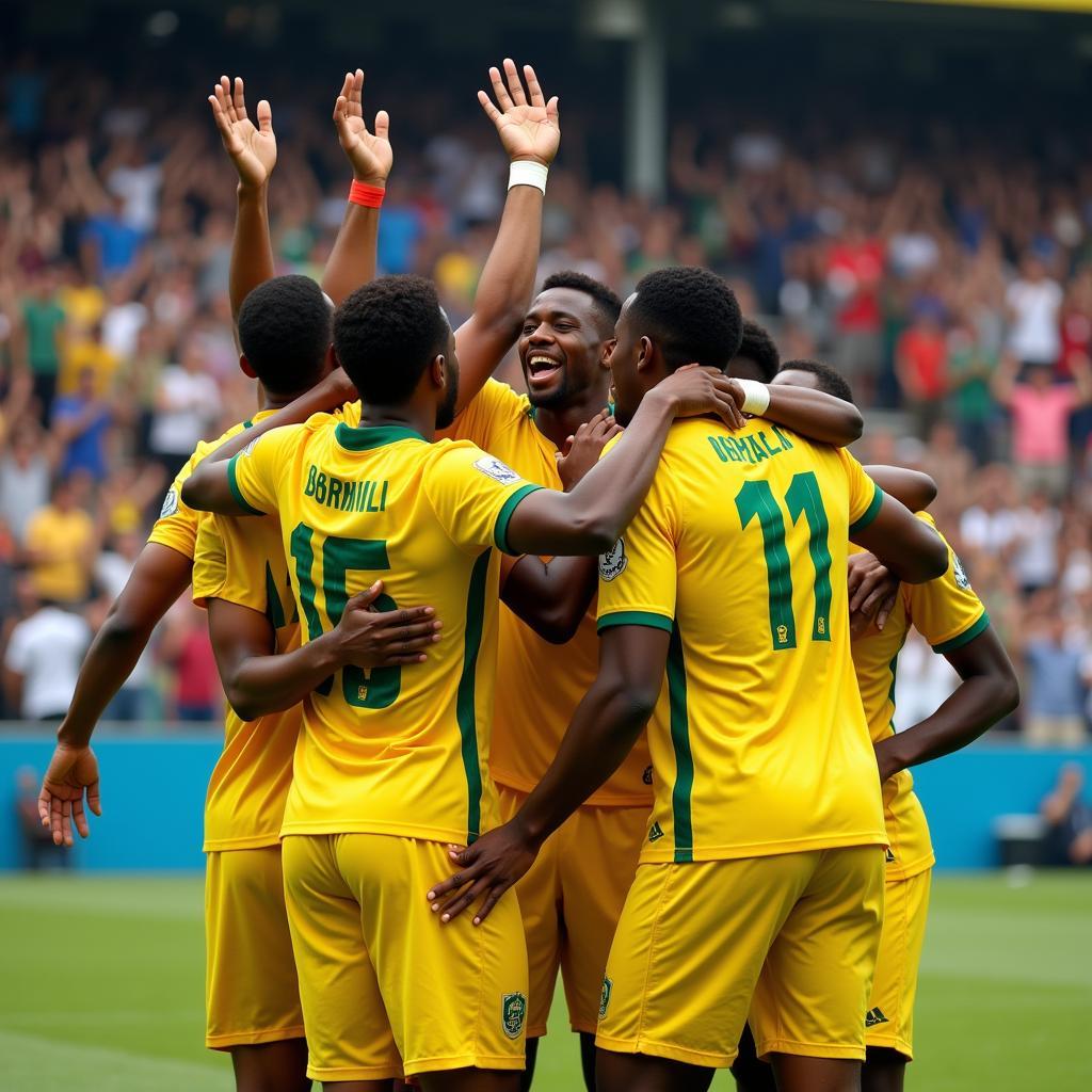 African Football Teams Celebrating a Victory