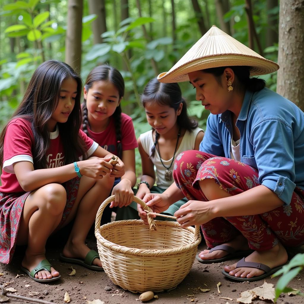 African Forest Children Learning Traditional Skills