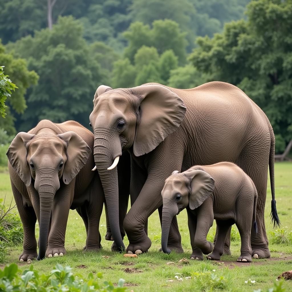 African Forest Elephant Family Group