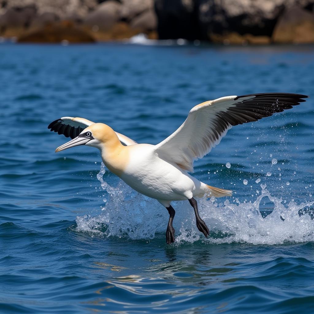 African Gannet Diving for Fish