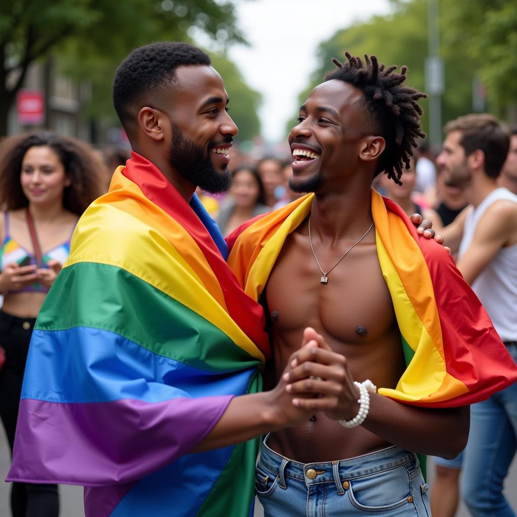 African Gay Couple Celebrating Pride