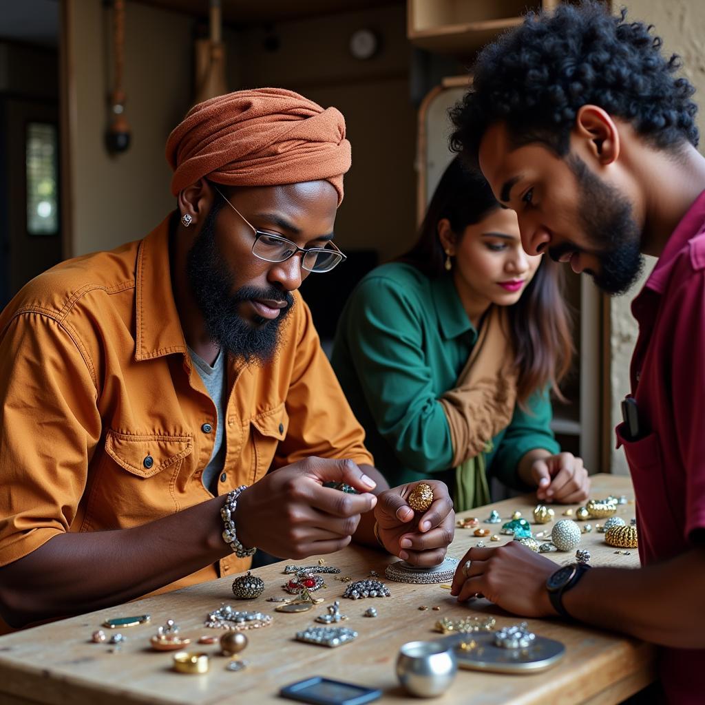 African Gemstone Trader Meeting with Jaipur Artisan