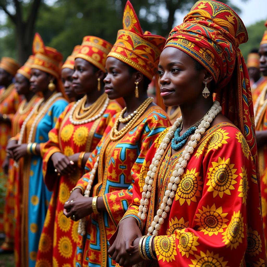 African Ghana Fancy Kente Cloth at a Royal Ceremony