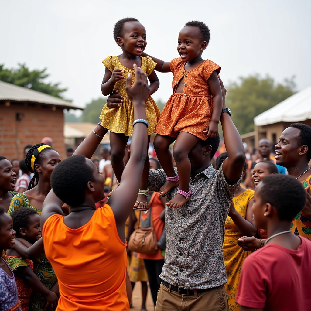 African Girl and Boy Twins Celebration