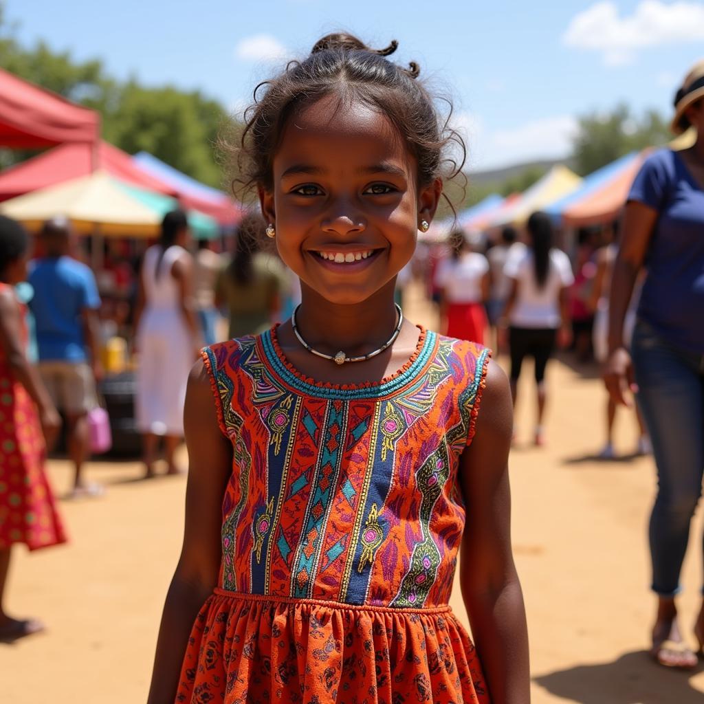 Vibrant Kente Cloth Dress on a Young Girl