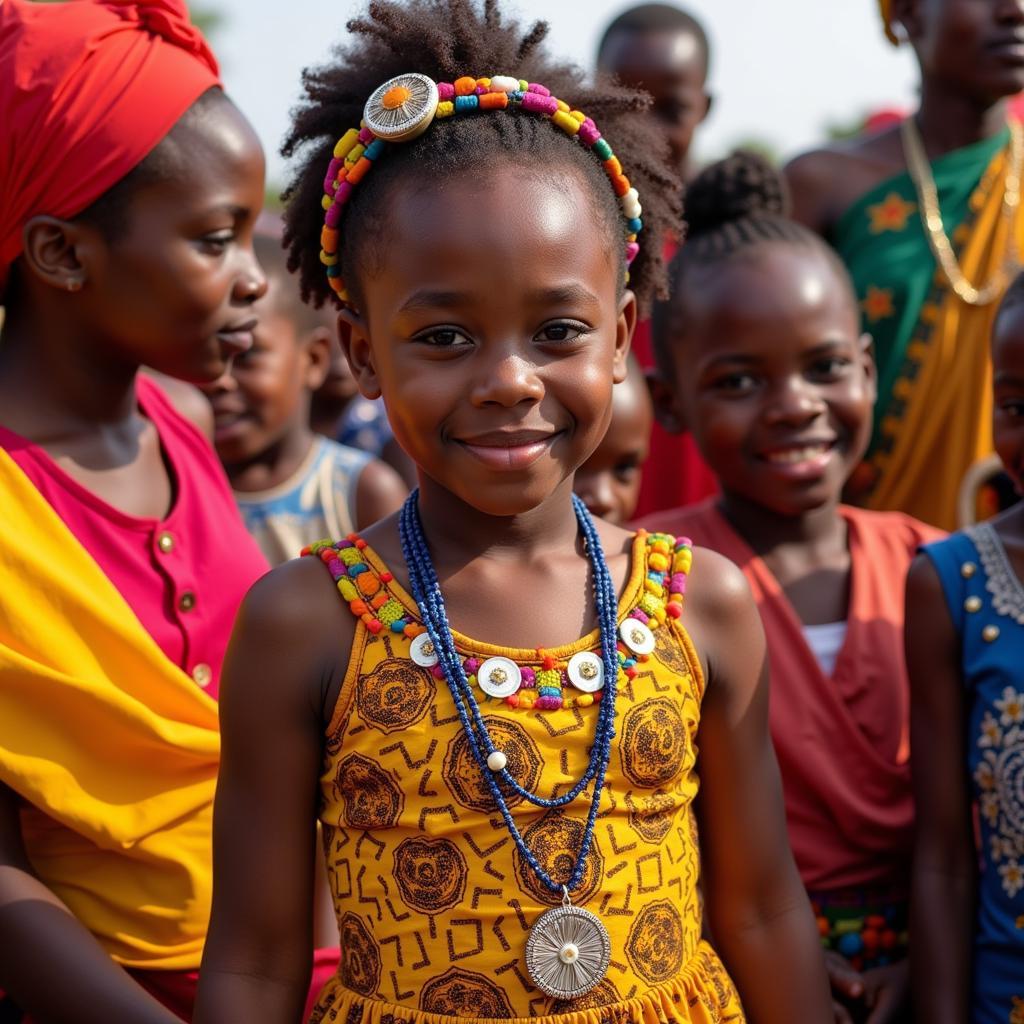 African Girl Participating in Gidd Ceremony