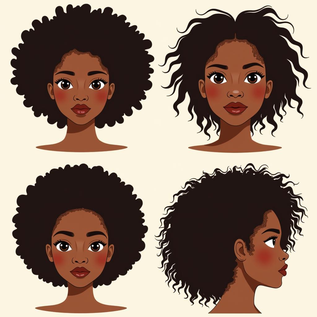 Vector Illustrations of African Girl Hair Textures