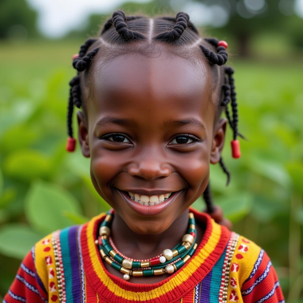 Young African girl in vibrant traditional clothing