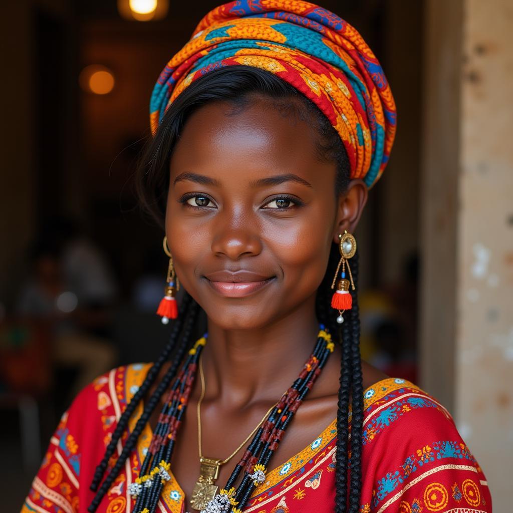 African Girl in Traditional Clothing HD