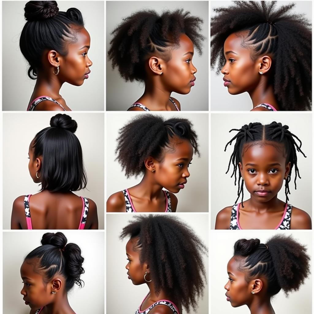 African girls with diverse hairstyles