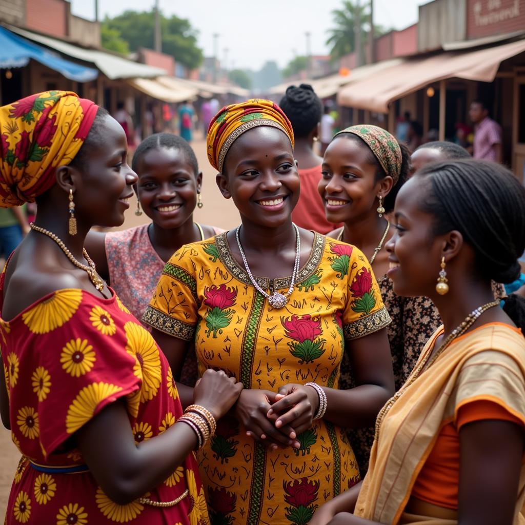 African girls participating in a cultural exchange program in Hyderabad