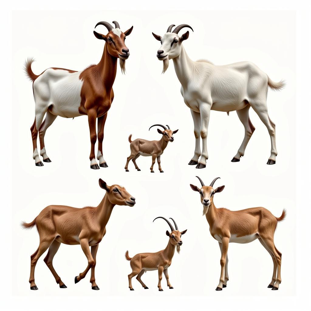 Diverse African Goat Breeds: Boer, West African Dwarf, and Others