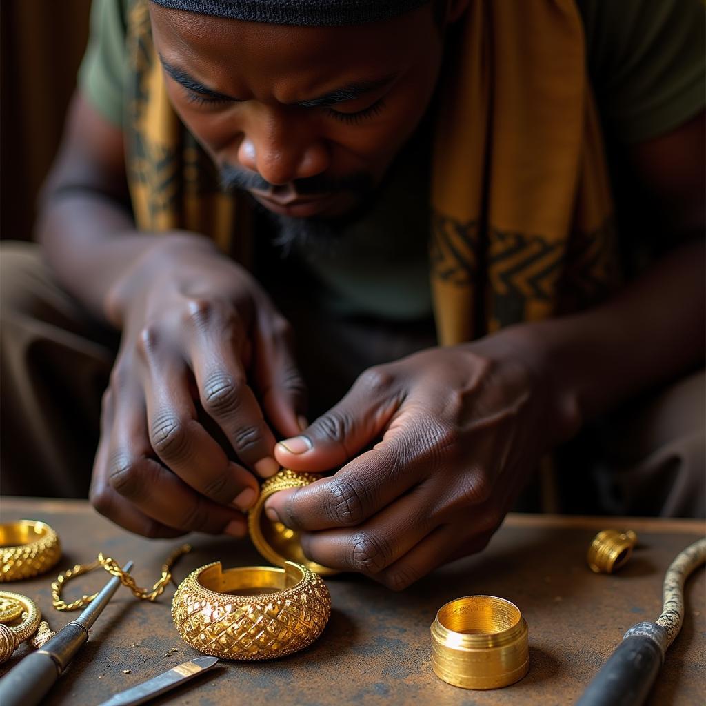 African Gold Bracelet Craftsmanship