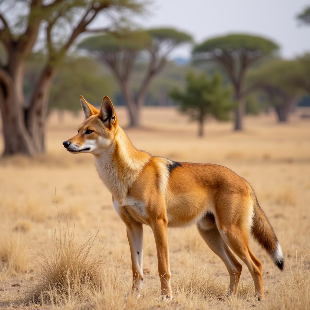 African Golden Wolf in its Natural Habitat