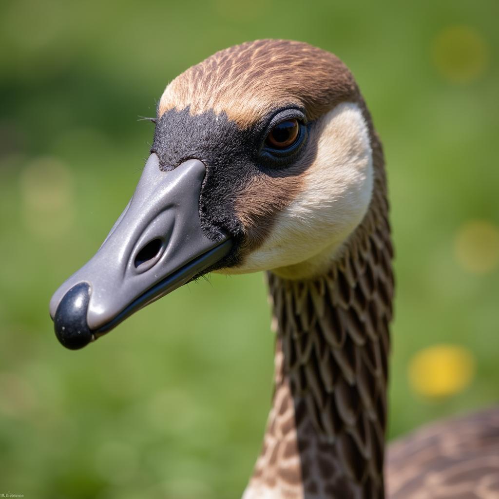 African Goose Close Up Showing Knob and Plumage