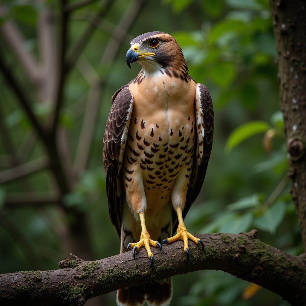 African Goshawk Hunting in Woodland