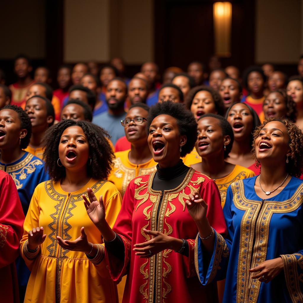 African Gospel Choir Performing in a Church