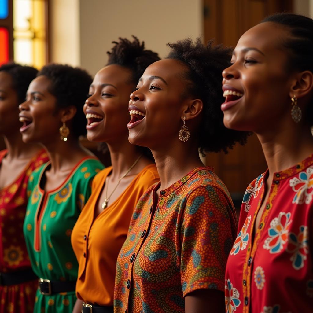 African Gospel Choir Performing in a Church