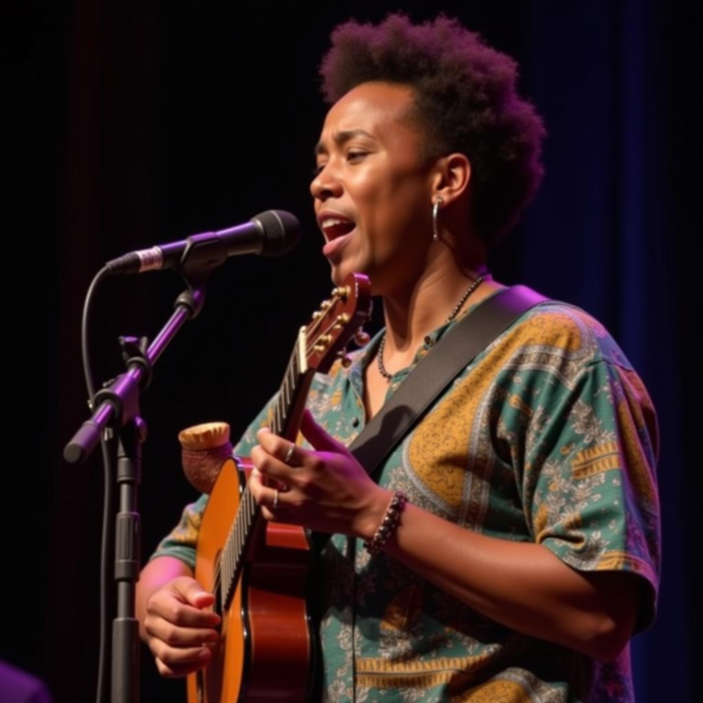 African Gospel Singer with Traditional Instruments in 2018