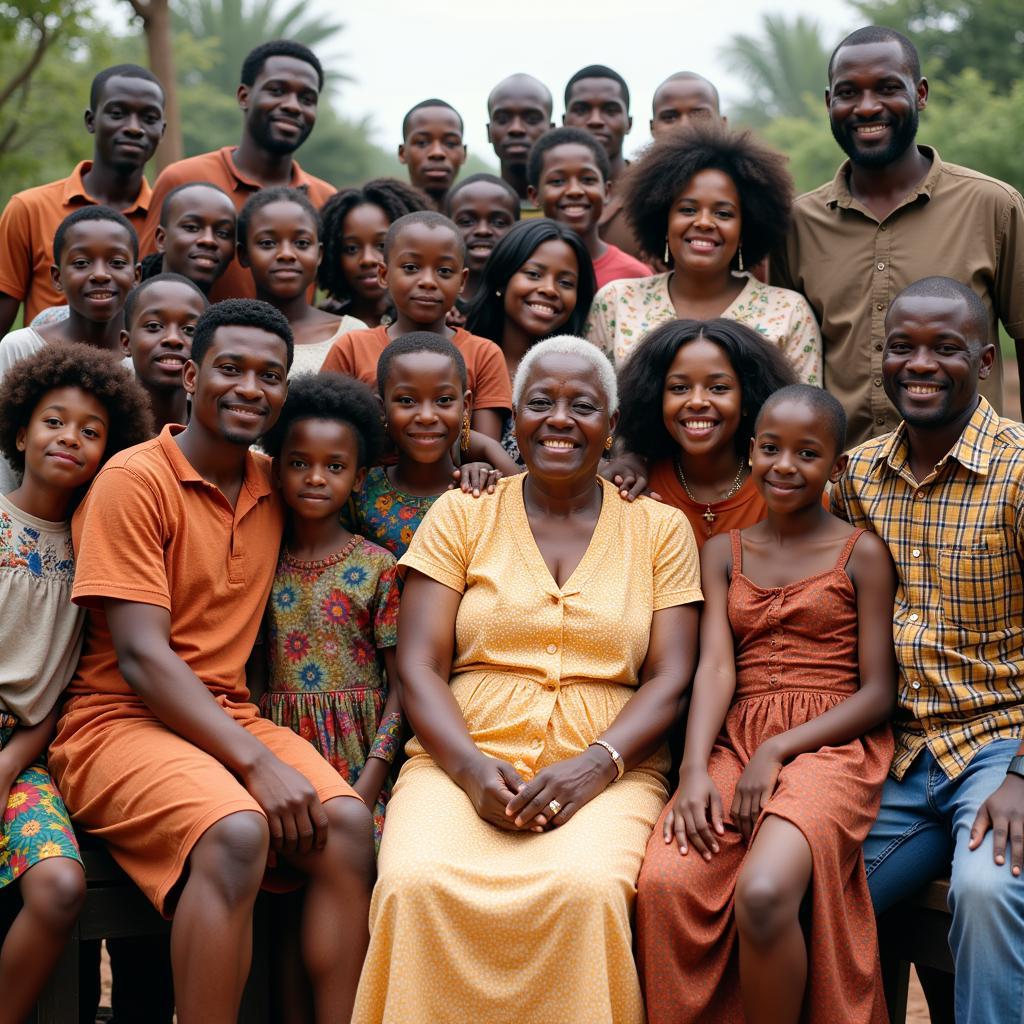 African Grandparents with Family in the 1980s