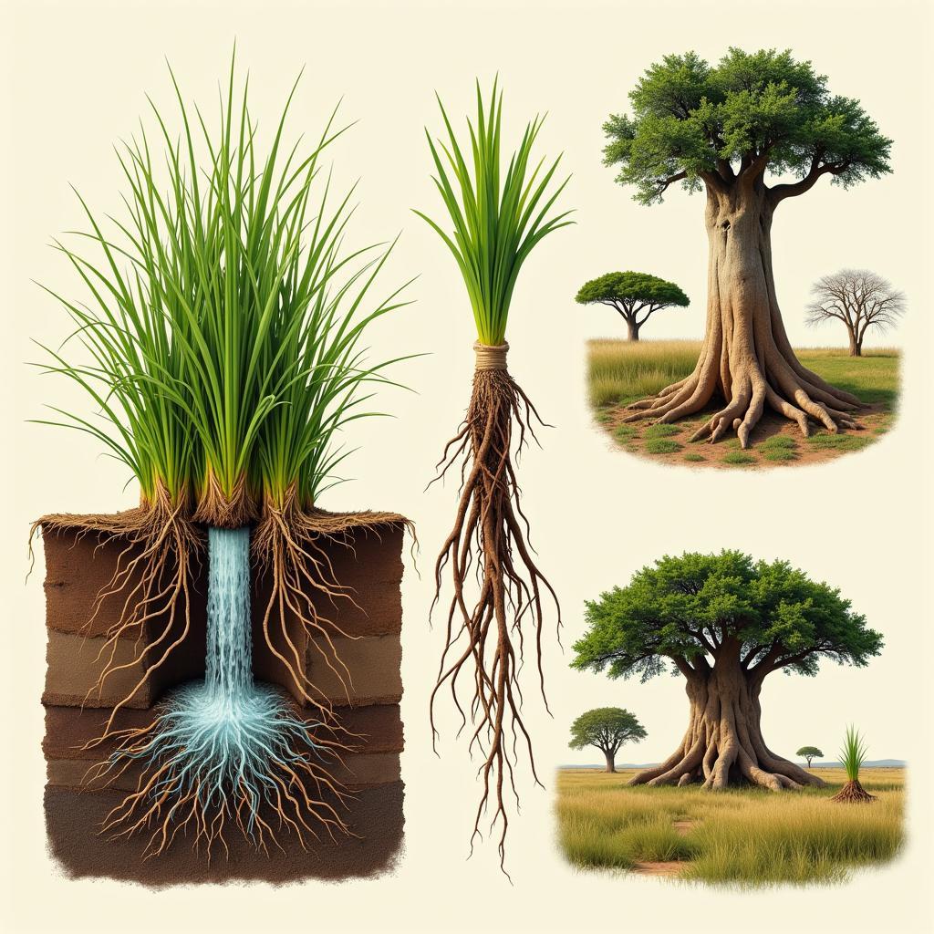 Flora Adaptations in African Grasslands