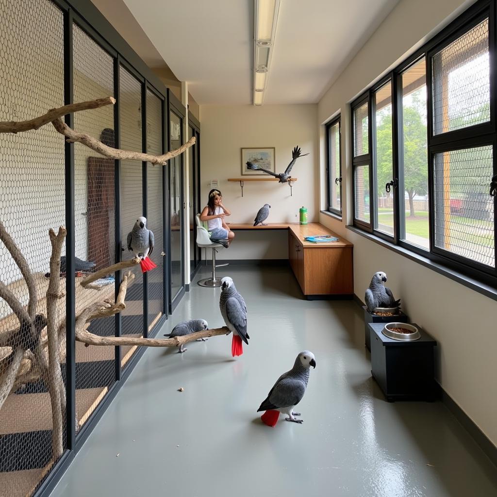 Well-Maintained African Gray Aviary