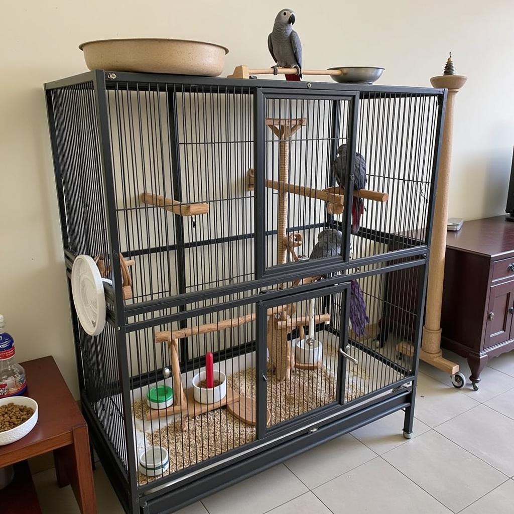 African Gray Parrot Cage Setup in Ahmedabad