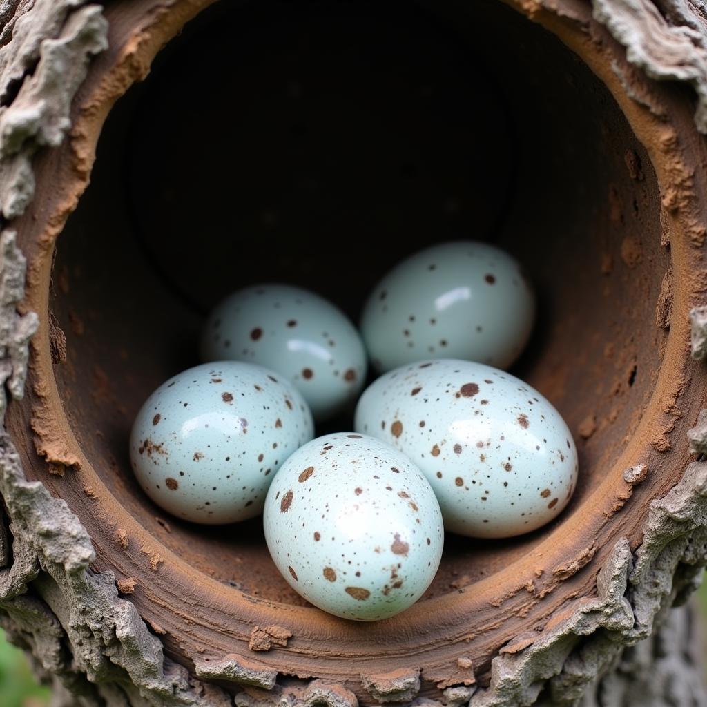 African Gray Parrot Eggs in Nest