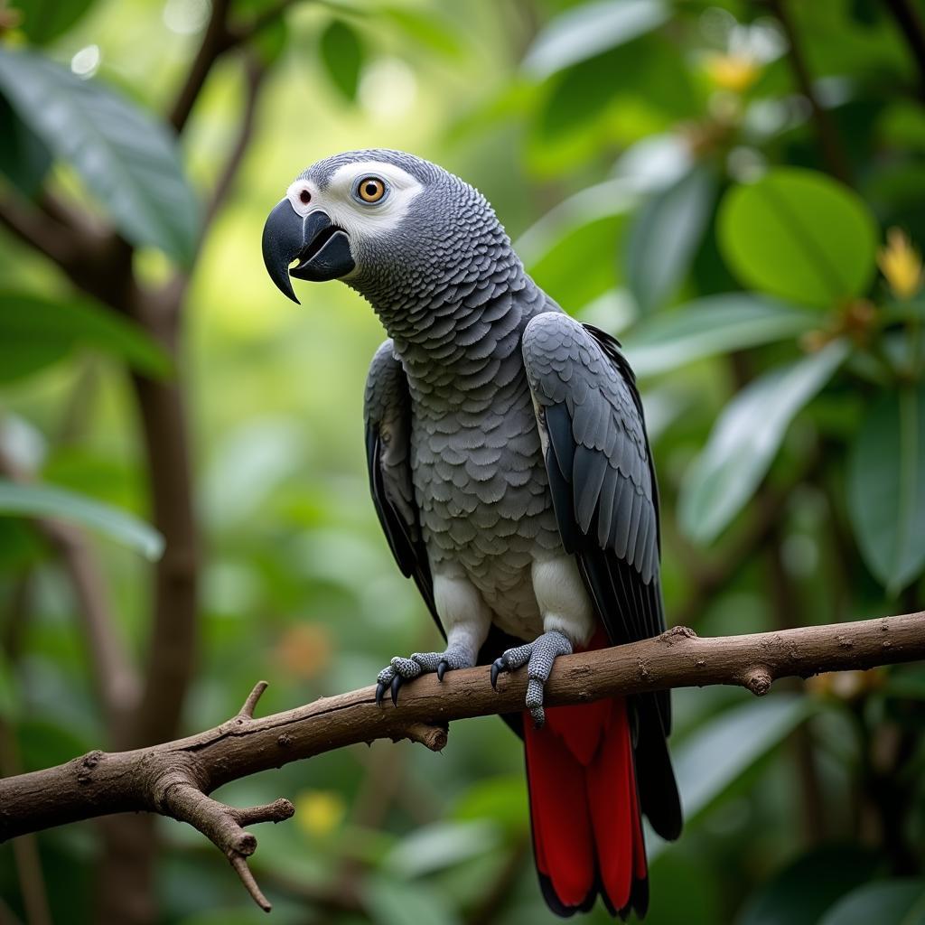 African Gray Parrot in Natural Habitat