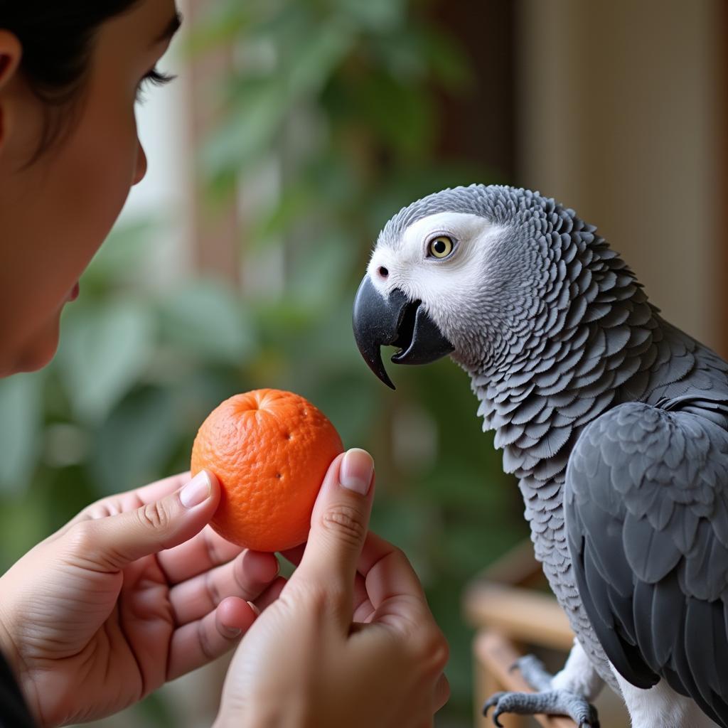 African Gray Parrot Interaction