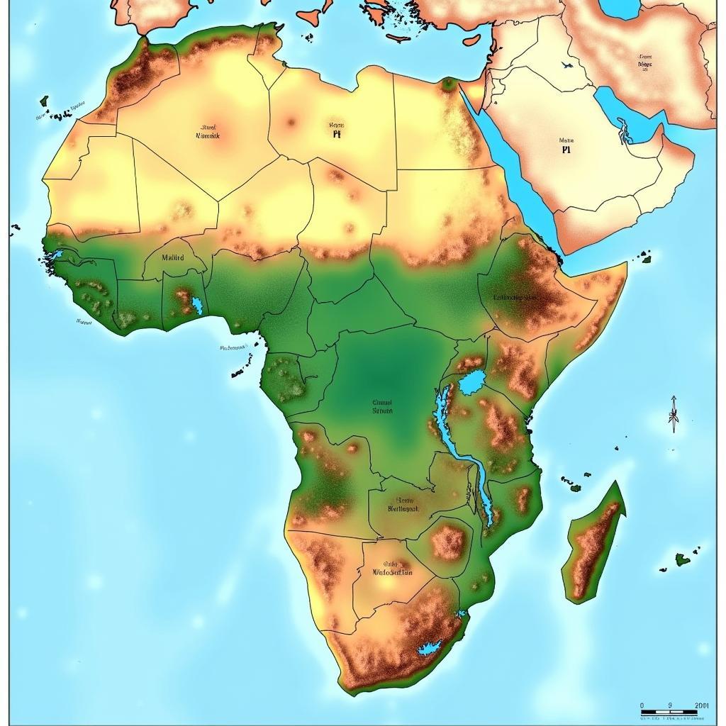 Physical map of the African Great Lakes Region showcasing topography and major lakes