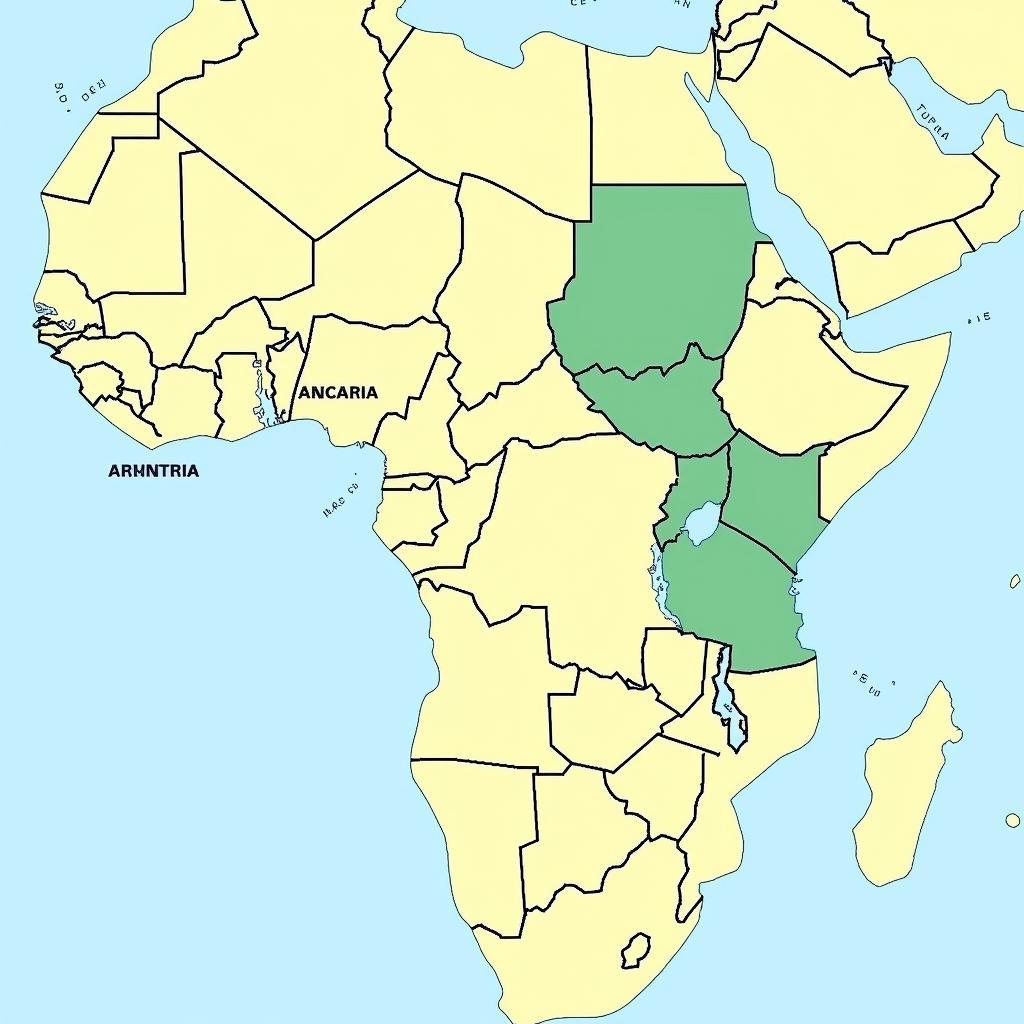 Political map of the African Great Lakes Region displaying countries and borders