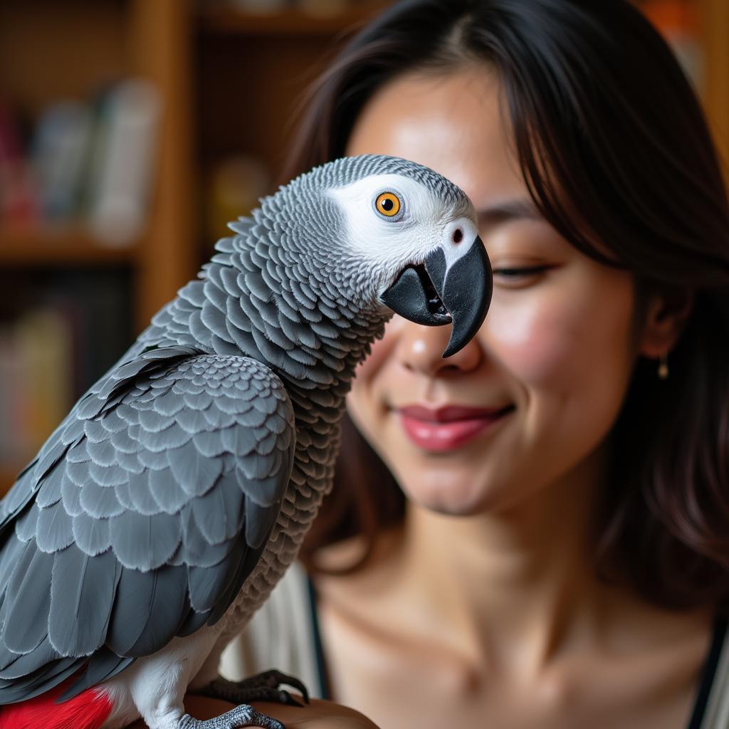 African Grey and Owner Bonding