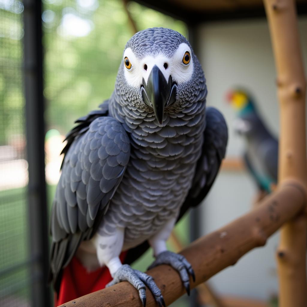 African Grey Parrot at an Animal Rescue Center