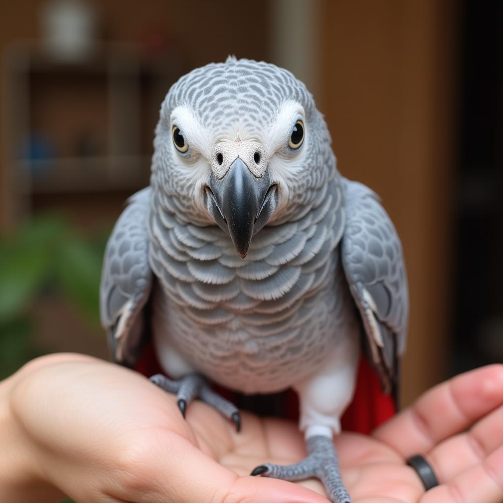 African Grey Parrot Baby with Breeder