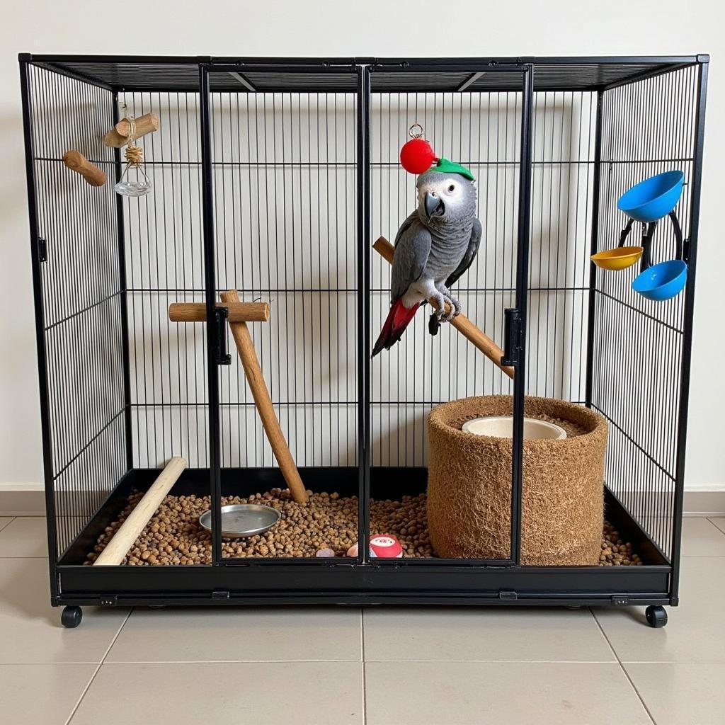 Ideal African Grey Parrot Cage Setup