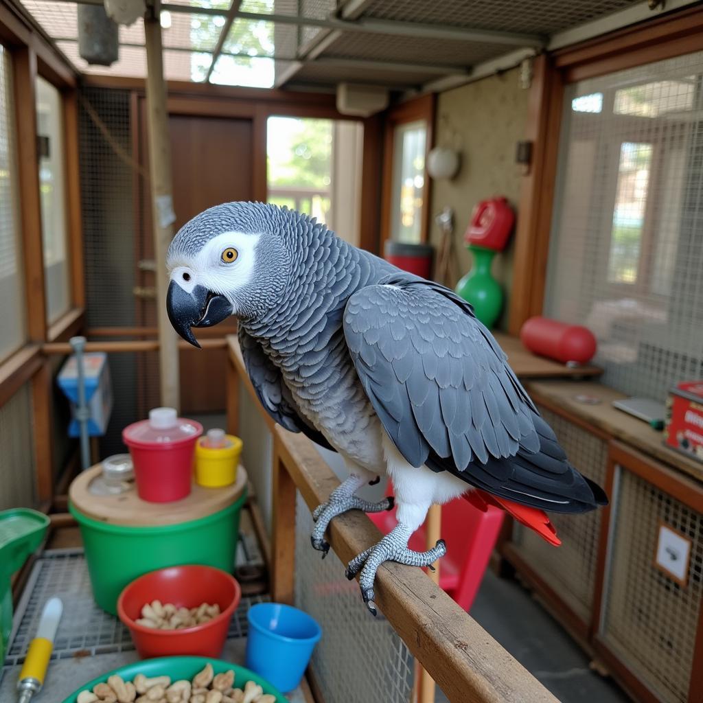 African Grey Parrot in a Chennai Pet Shop