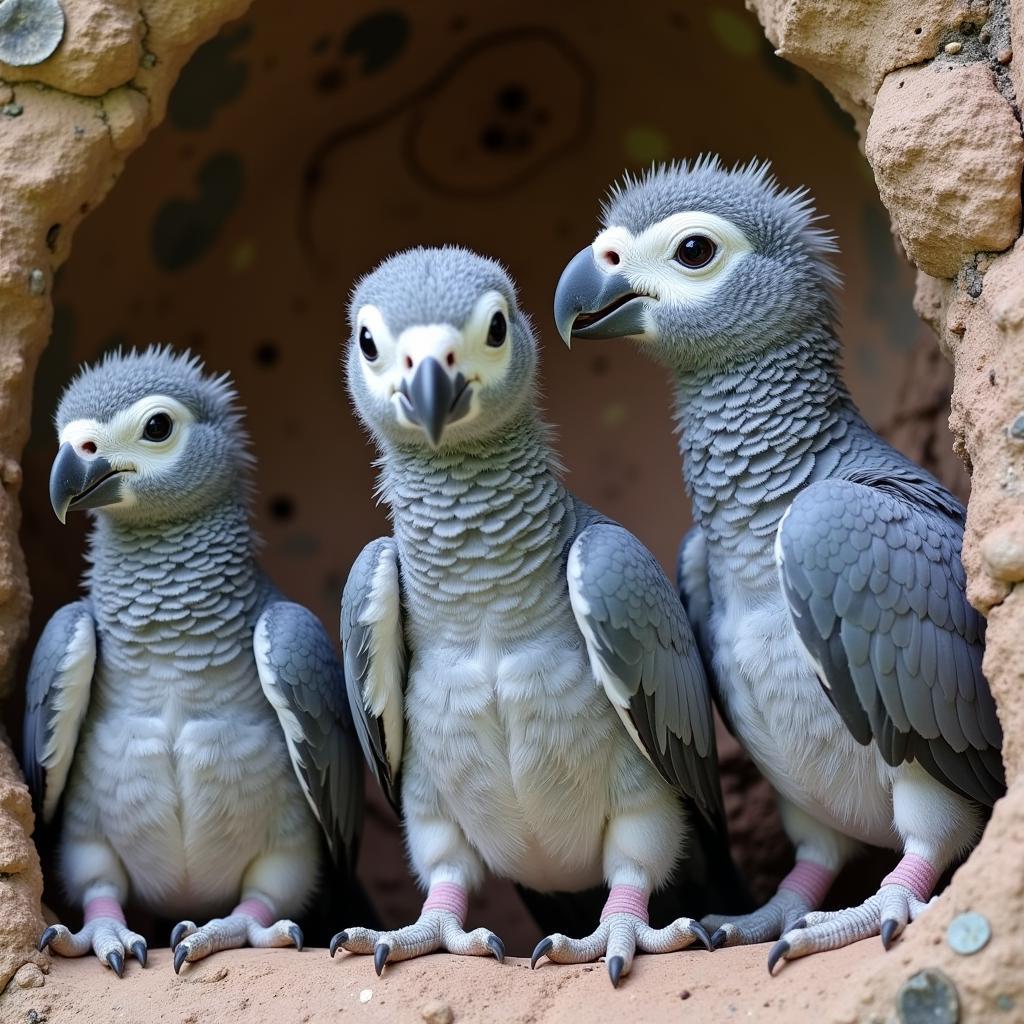 African Grey Parrot Chick Development Stages