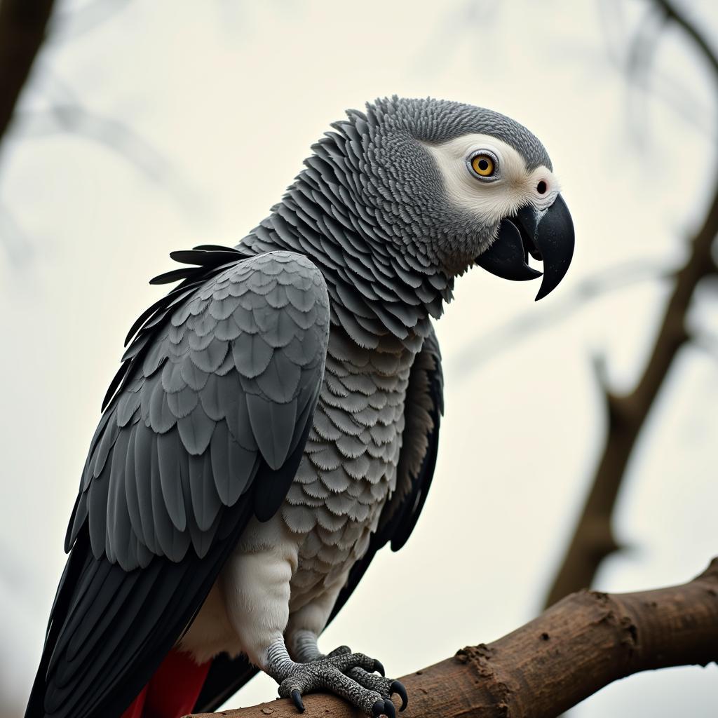 African Grey Parrot Making Contact Calls