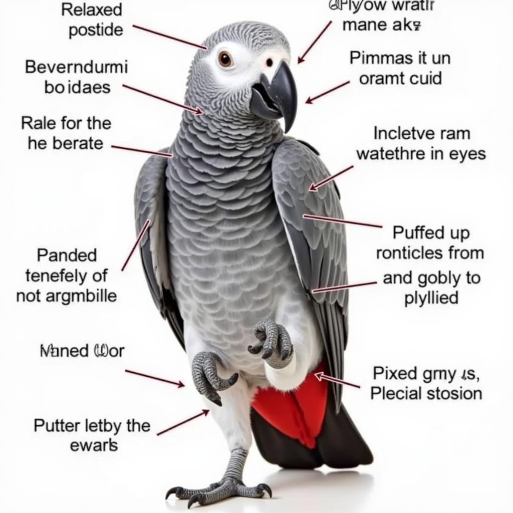 African Grey Parrot Displaying Body Language