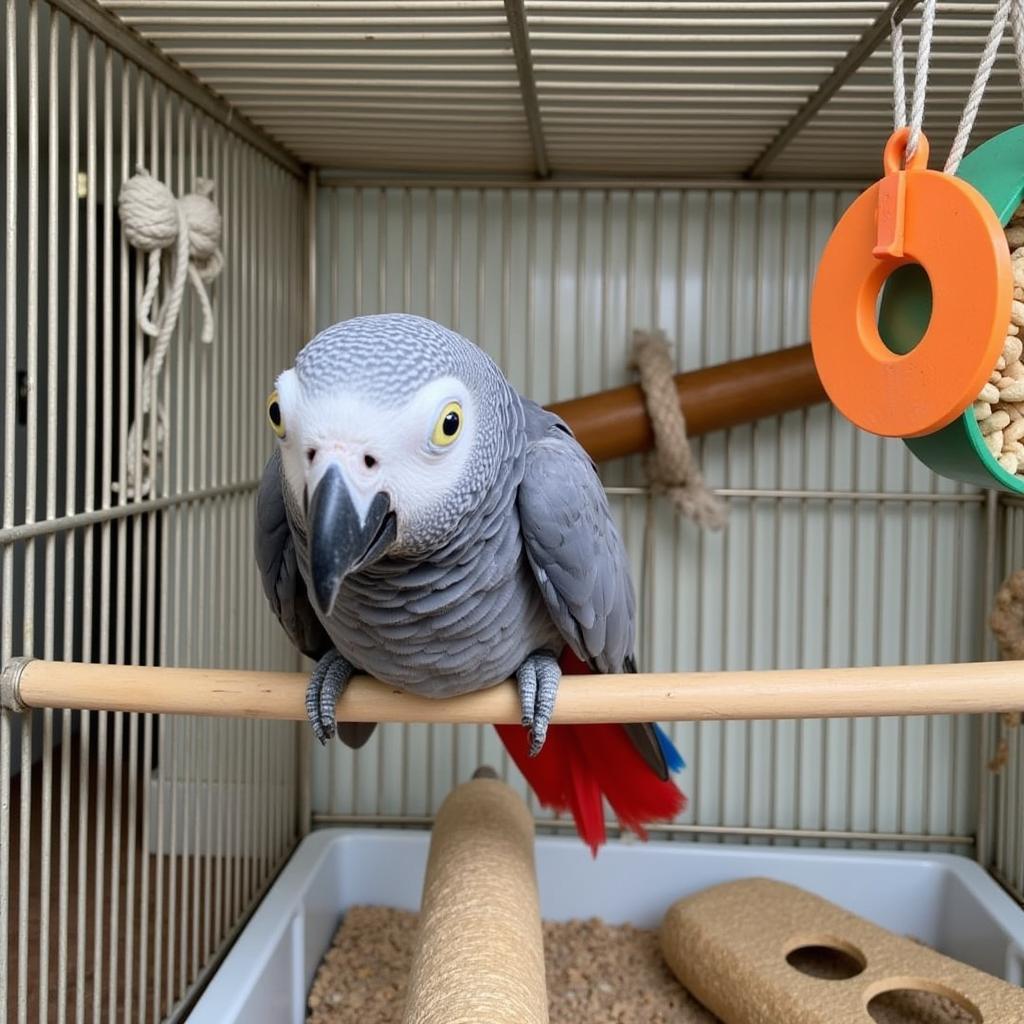 African Grey Parrot in Coimbatore Cage