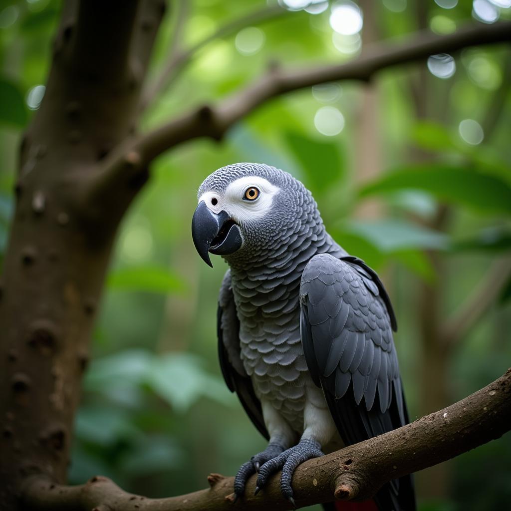 African Grey Parrot in its Natural Habitat