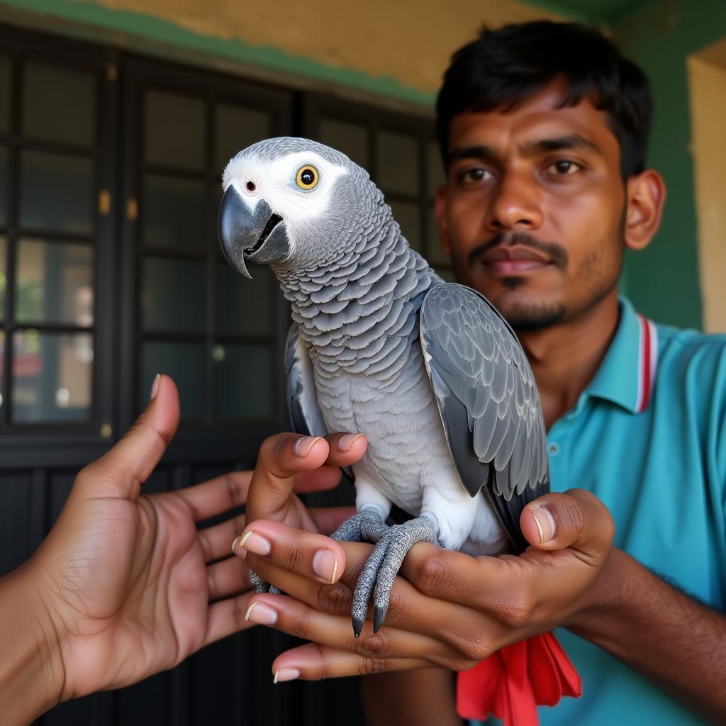 African Grey Parrot with Breeder in Kolkata