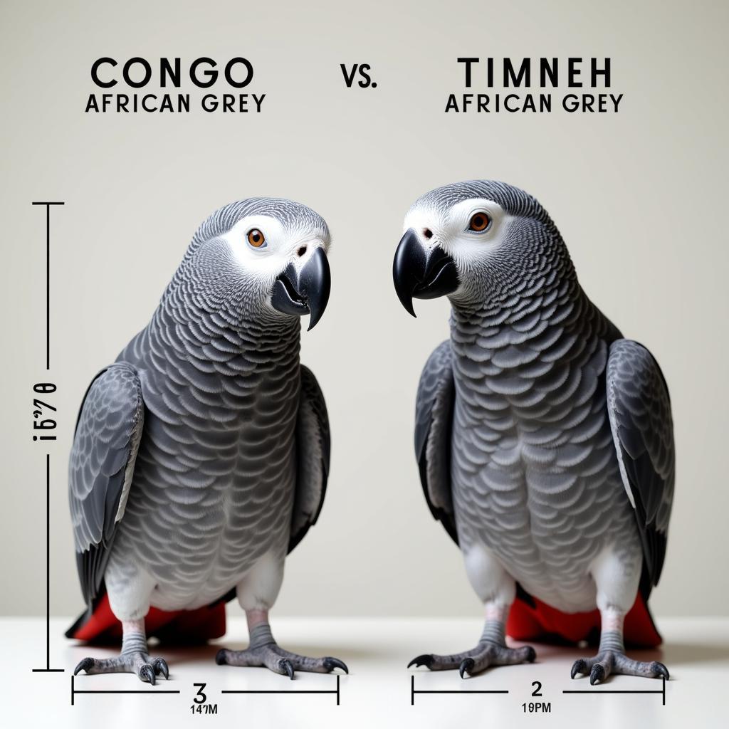 Congo and Timneh African Grey Parrot Length Comparison